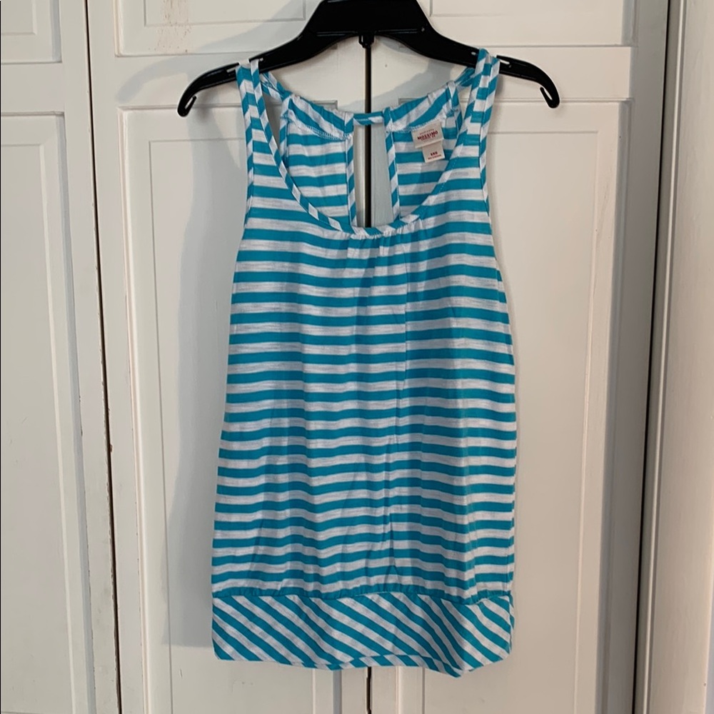 Mossimo Supply Co Blue and White Sleeveless Sweetheart Tank Top